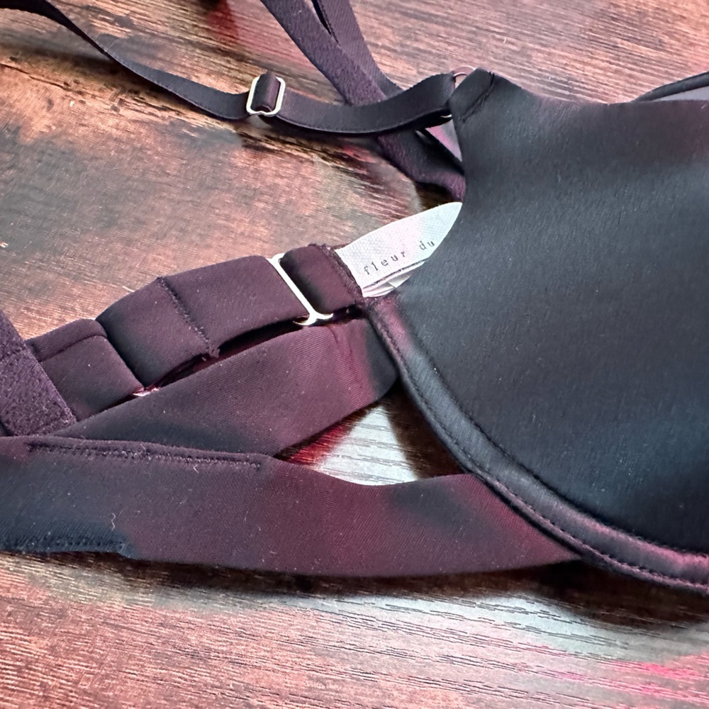NWT Fleur Du Mal Satin‎ front-close bra black 34B - Picture 6 of 10